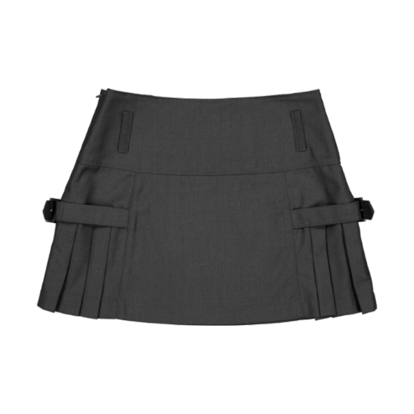 [SIGNATURE] PLEATS BELT SKIRT CHARCOAL