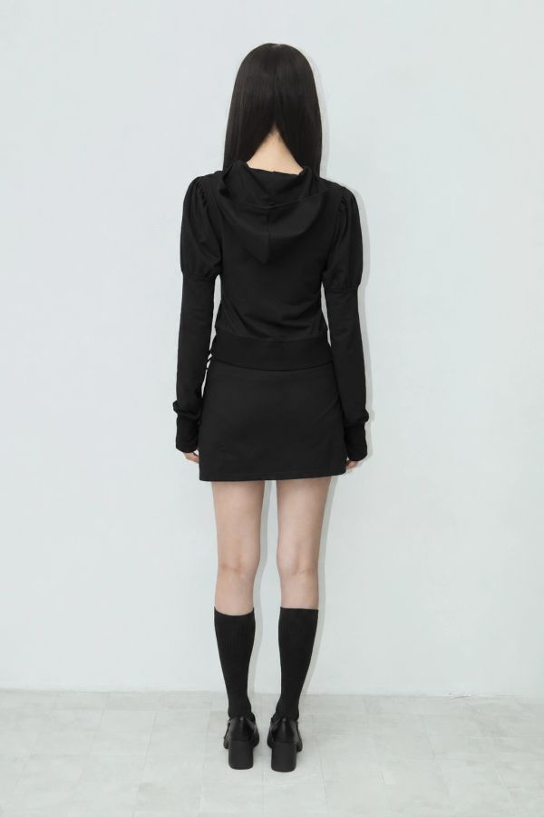 DOUBLE-BUTTON STRAP PANTSKIRT BLACK