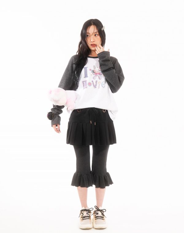 Sweat Pleats Skirt (Black)