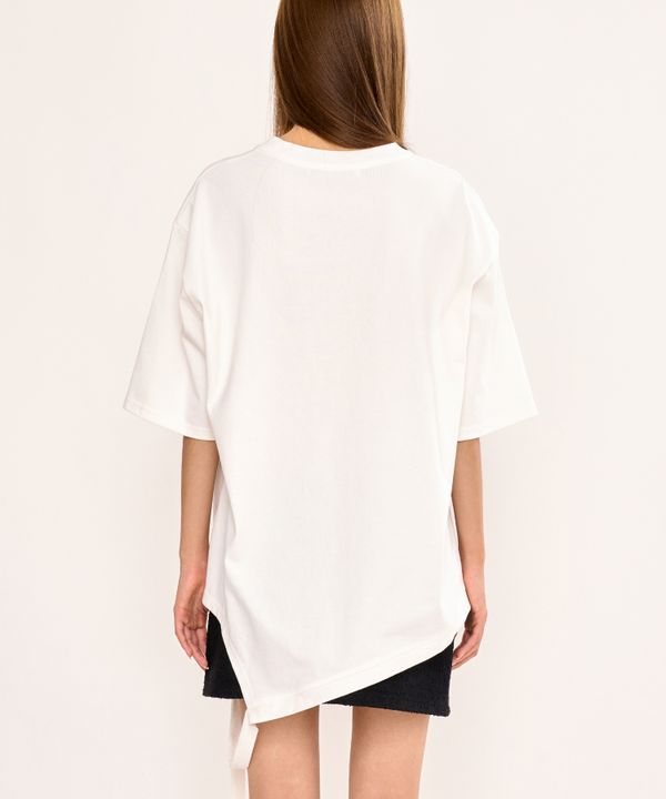 Asymmetric Belt T Shirt - White