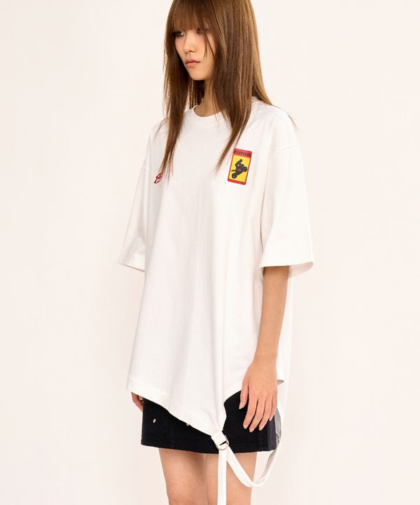 Asymmetric Belt T Shirt - White