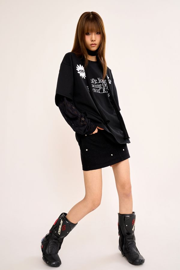 Layered T Shirt - Black