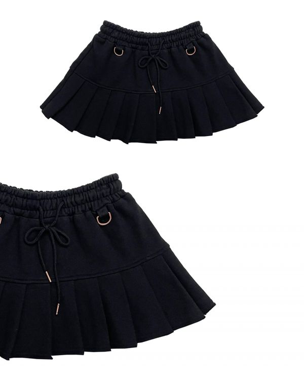 Sweat Pleats Skirt (Black)